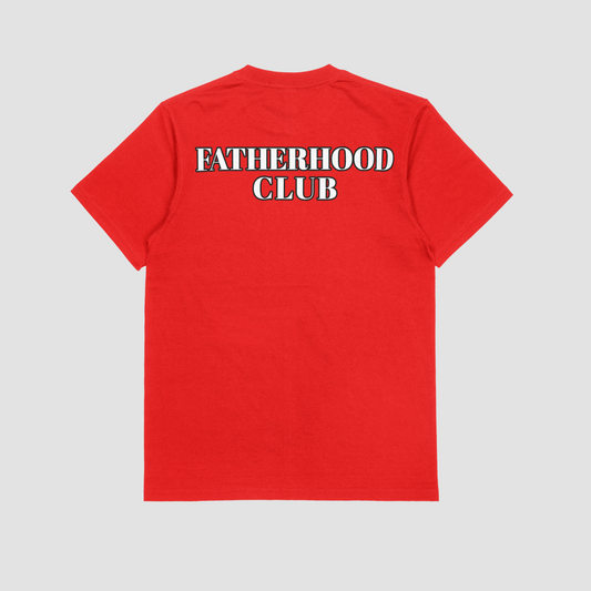 Fatherhood Club White Writing T-Shirt /Red